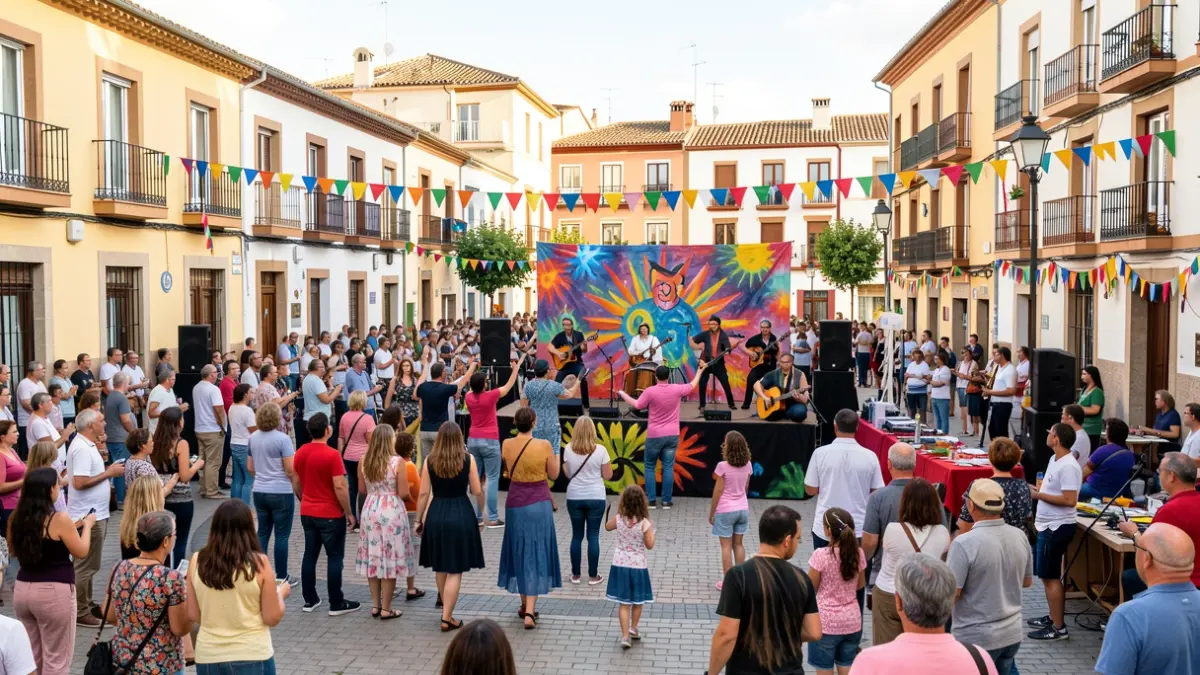Imagen genérica de un festival de artes de calle en Alcorcón con actuaciones y público.