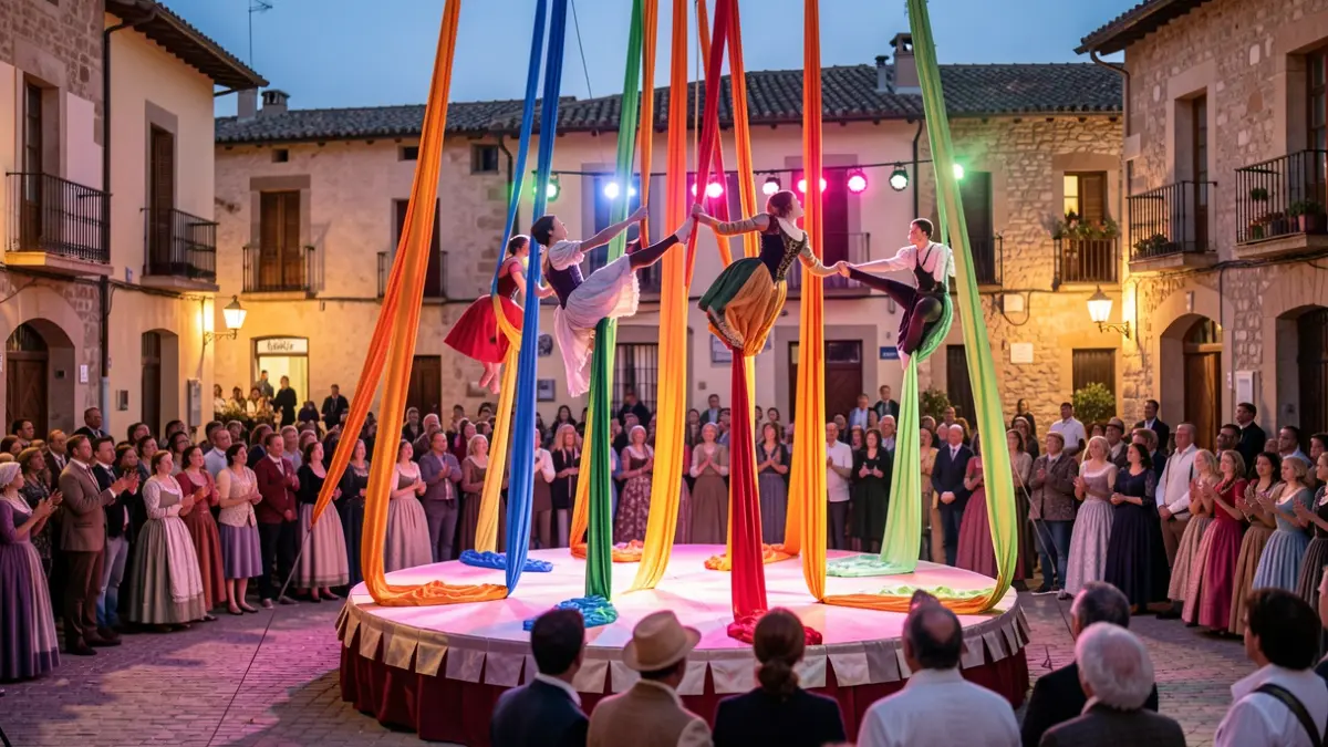 Generic image of a street circus performance in a plaza.