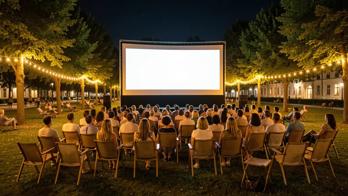 Generic image of an outdoor summer cinema session with empty chairs.