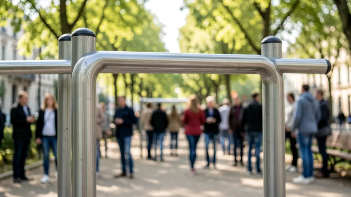Generic image of a calisthenics bar in an urban park.