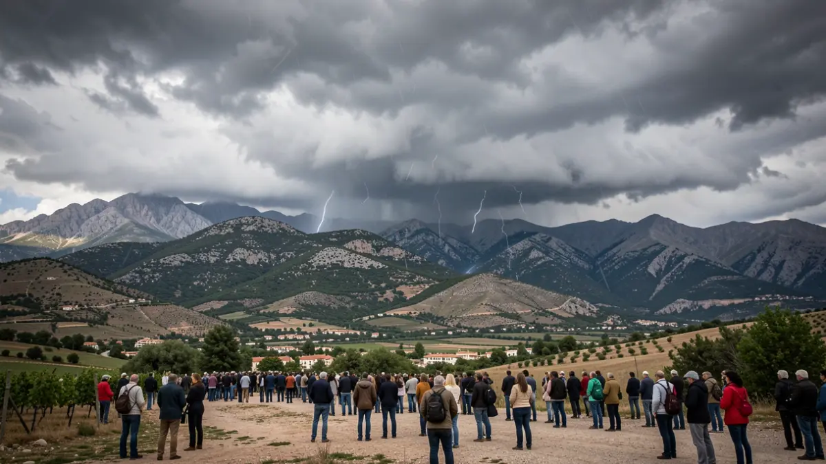 Generic image of storm clouds over mountains.