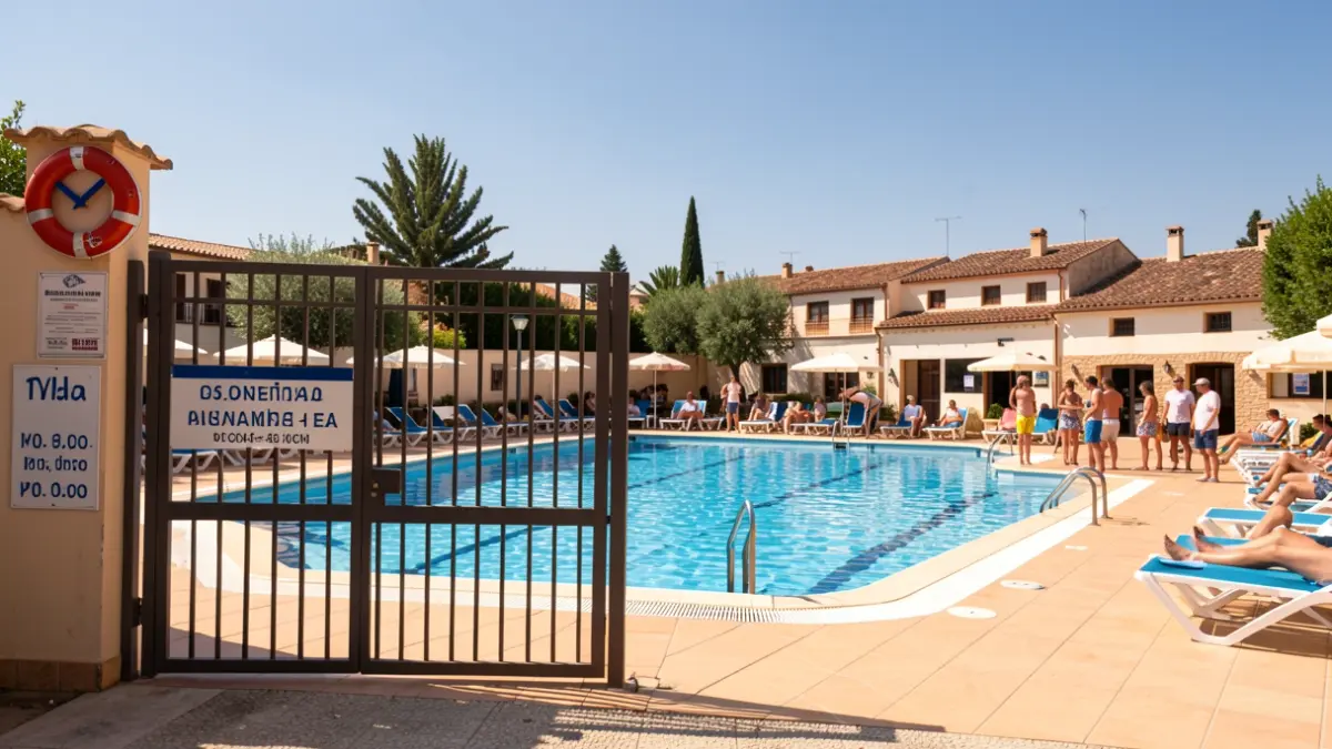 Imagen genérica de la entrada a una piscina municipal en verano.