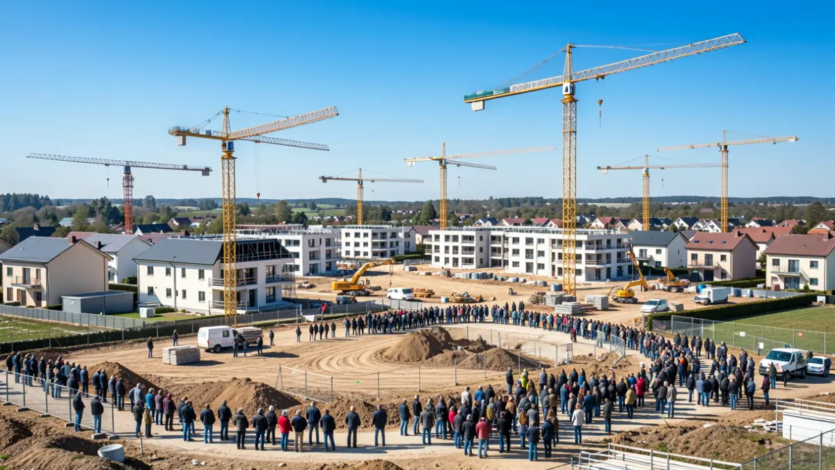 Imagen de las obras de construcción del desarrollo residencial Cerro del Baile en San Sebastián de los Reyes.
