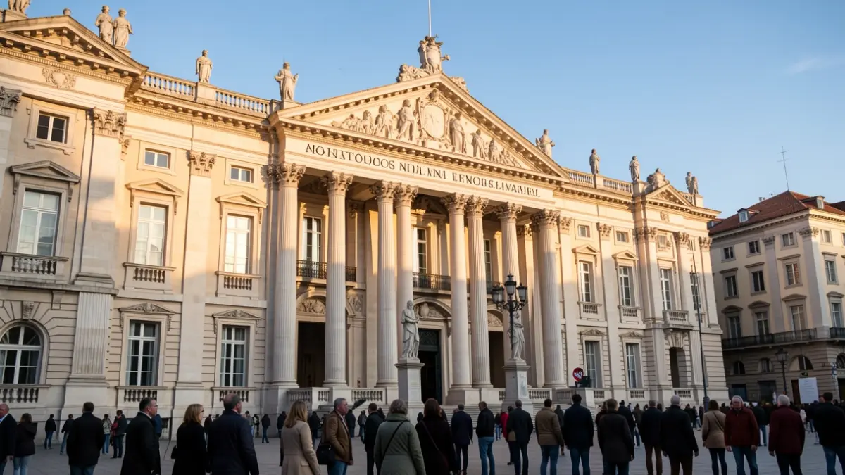 Fachada de la Nunciatura Apostólica en Madrid durante una visita papal.