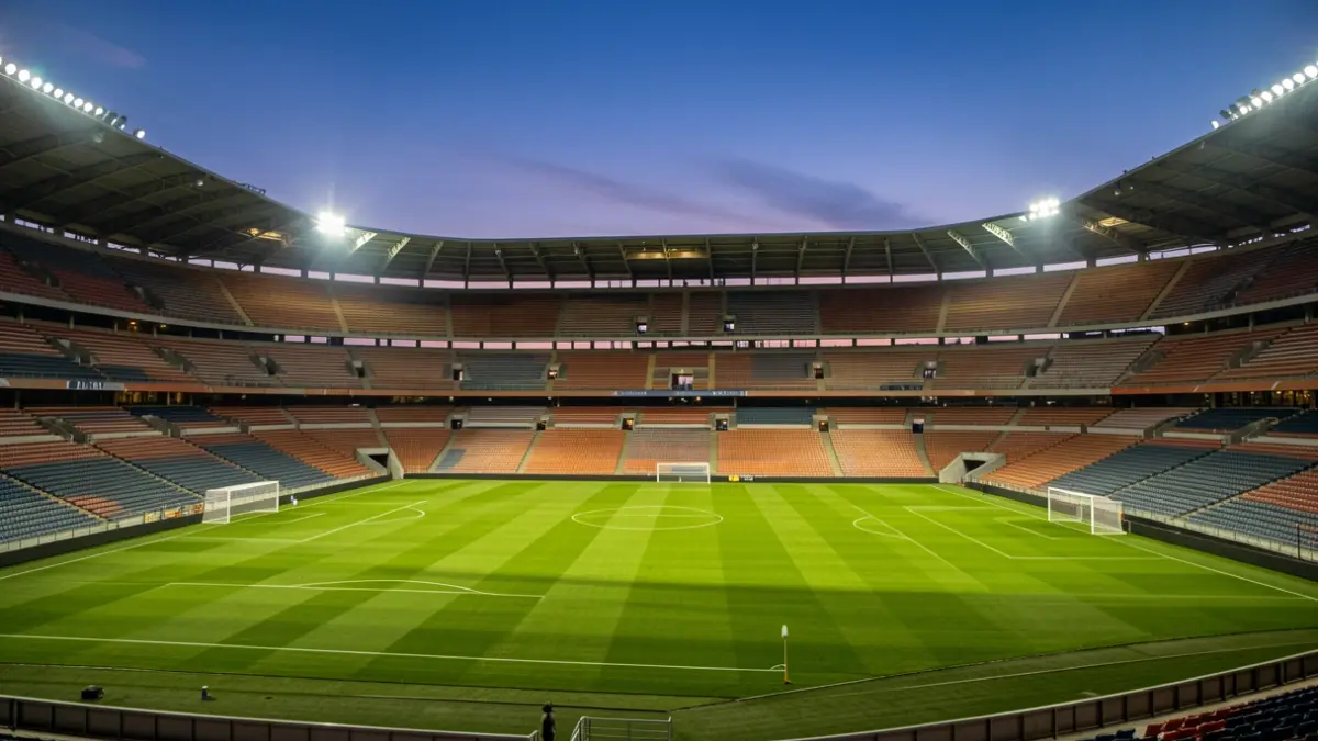 Generic image of a football stadium in Madrid at dusk.