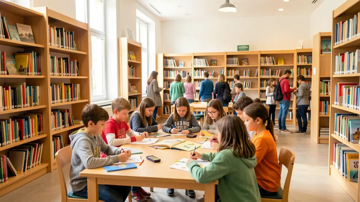 Image of children participating in a storytelling workshop at a municipal library in Alcorcón.