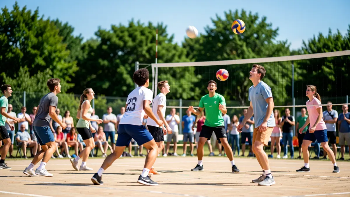 Generic image of young people playing volleyball on a sunny day.
