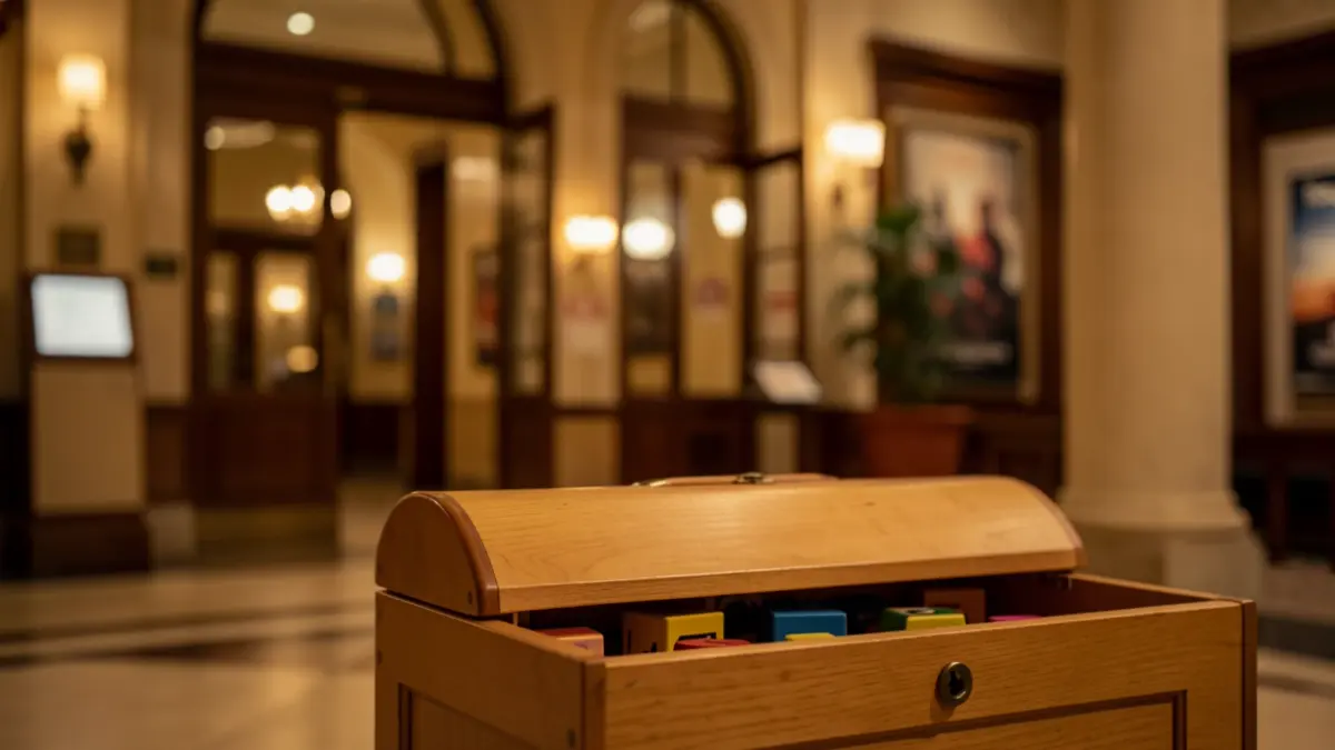Generic image of a toy box in a cinema setting.