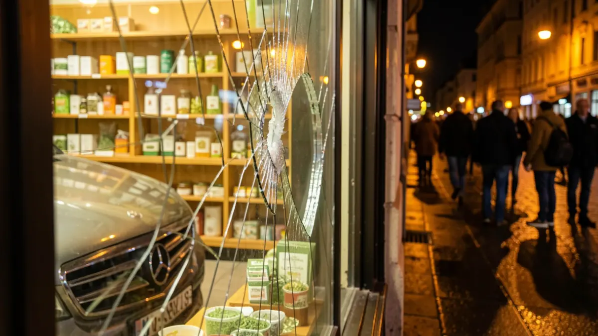 Car crashed into the storefront of an herbalist shop in Madrid.