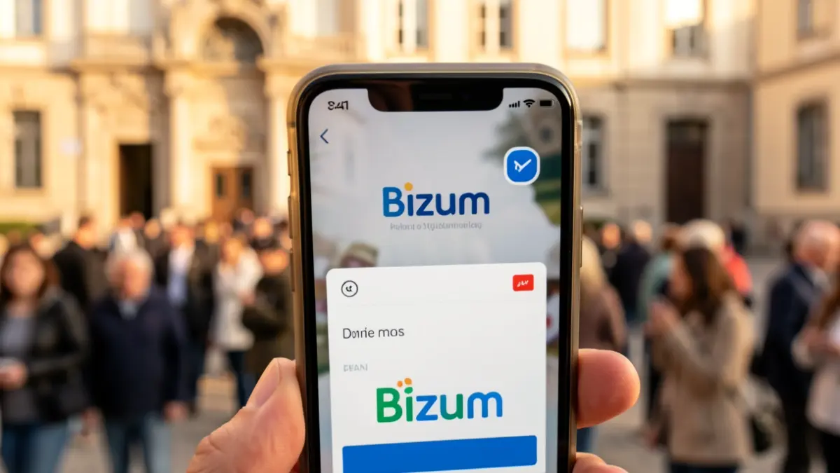 Image of a mobile phone displaying online tax payment with Bizum.