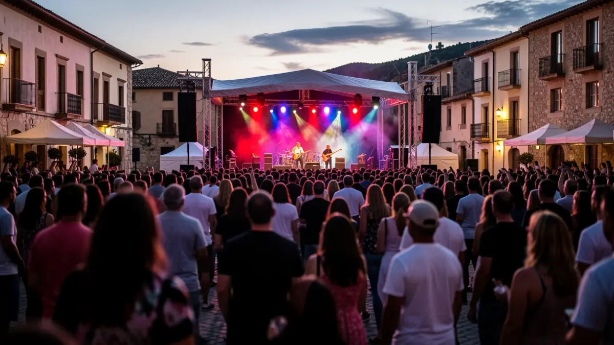 Imagen genérica de un festival de música al aire libre al atardecer en una plaza española.