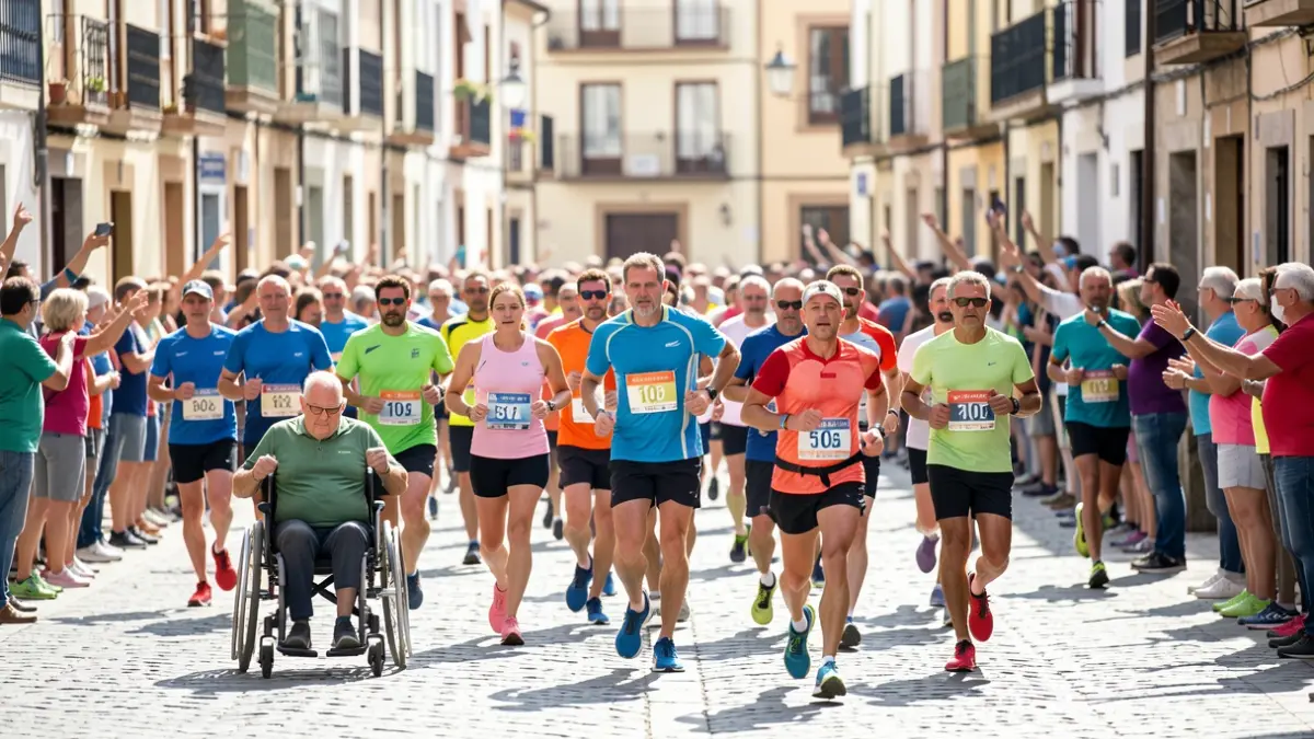 Generic image of an inclusive race in a Spanish town square.