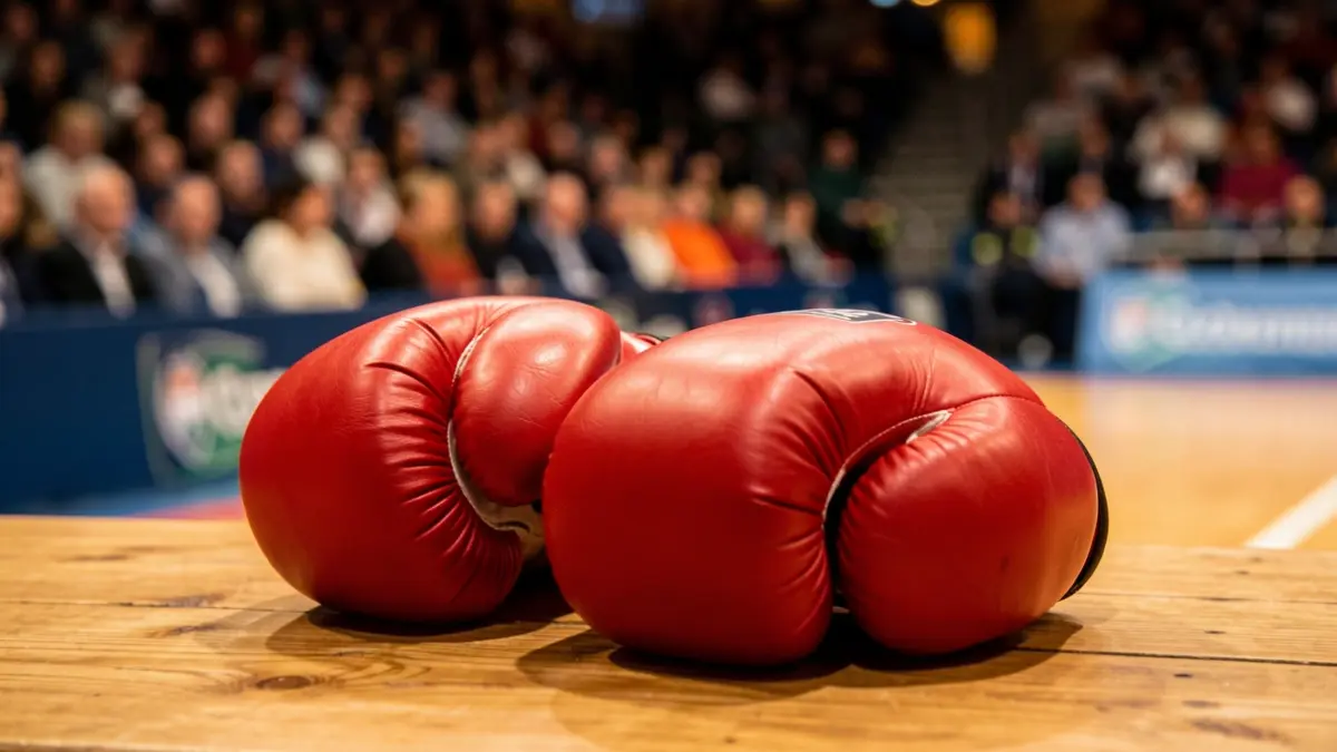 Generic image of boxing gloves on a wooden surface.