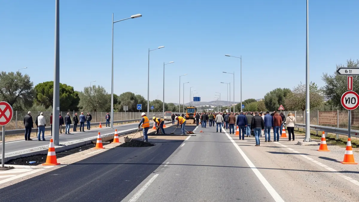 Road improvement works on the M-615 in Moralzarzal.