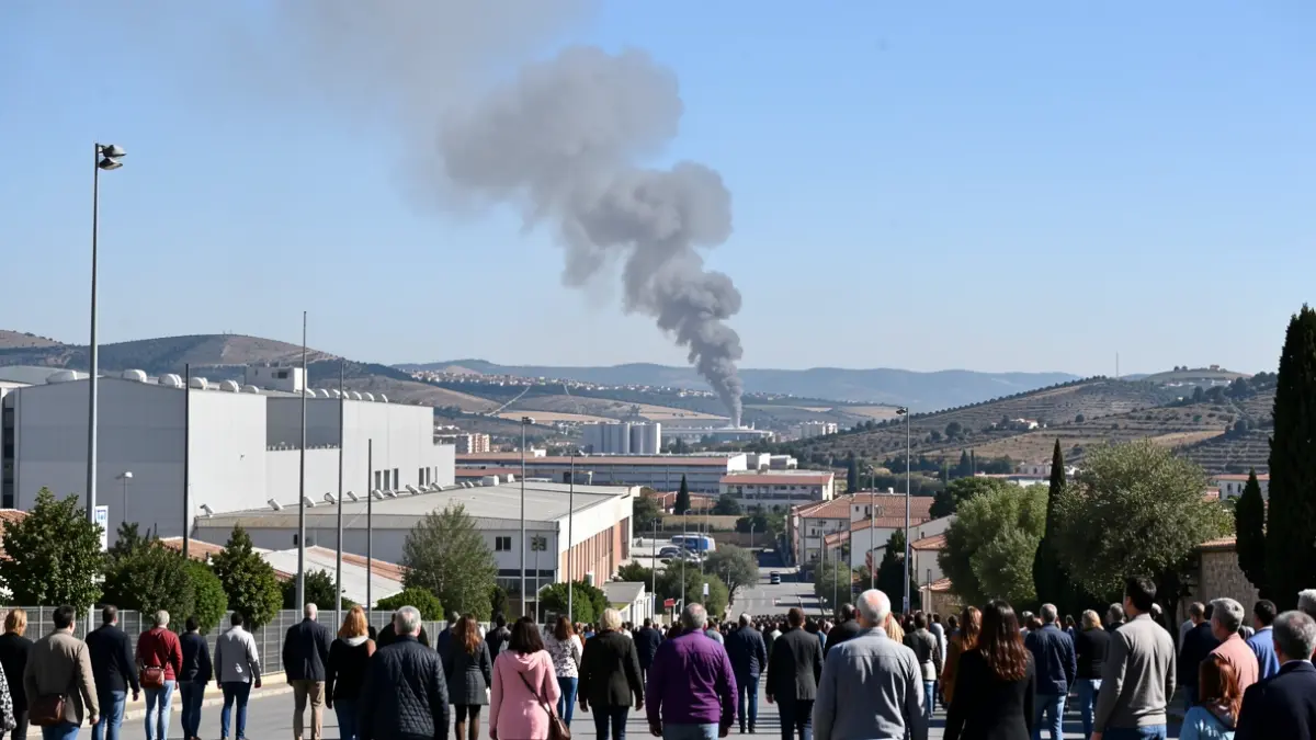 Generic image of a smoke column over an industrial area.