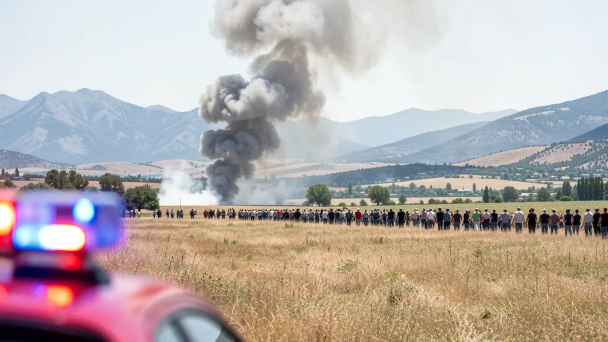 Columna de humo sobre un campo de pasto en la Sierra Norte.