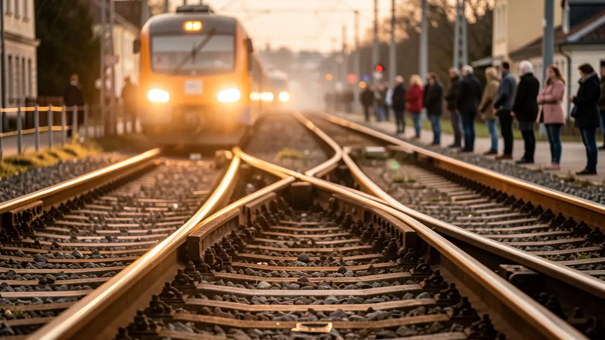 Generic image of train tracks with blurred lights indicating disruption.
