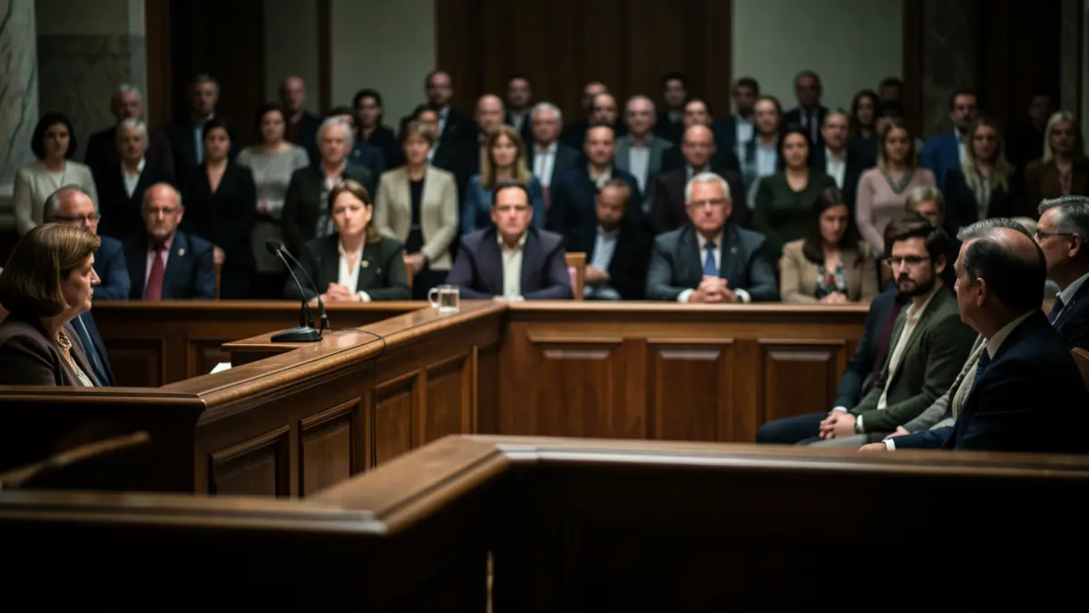 Generic image of a jury deliberating in a courtroom.