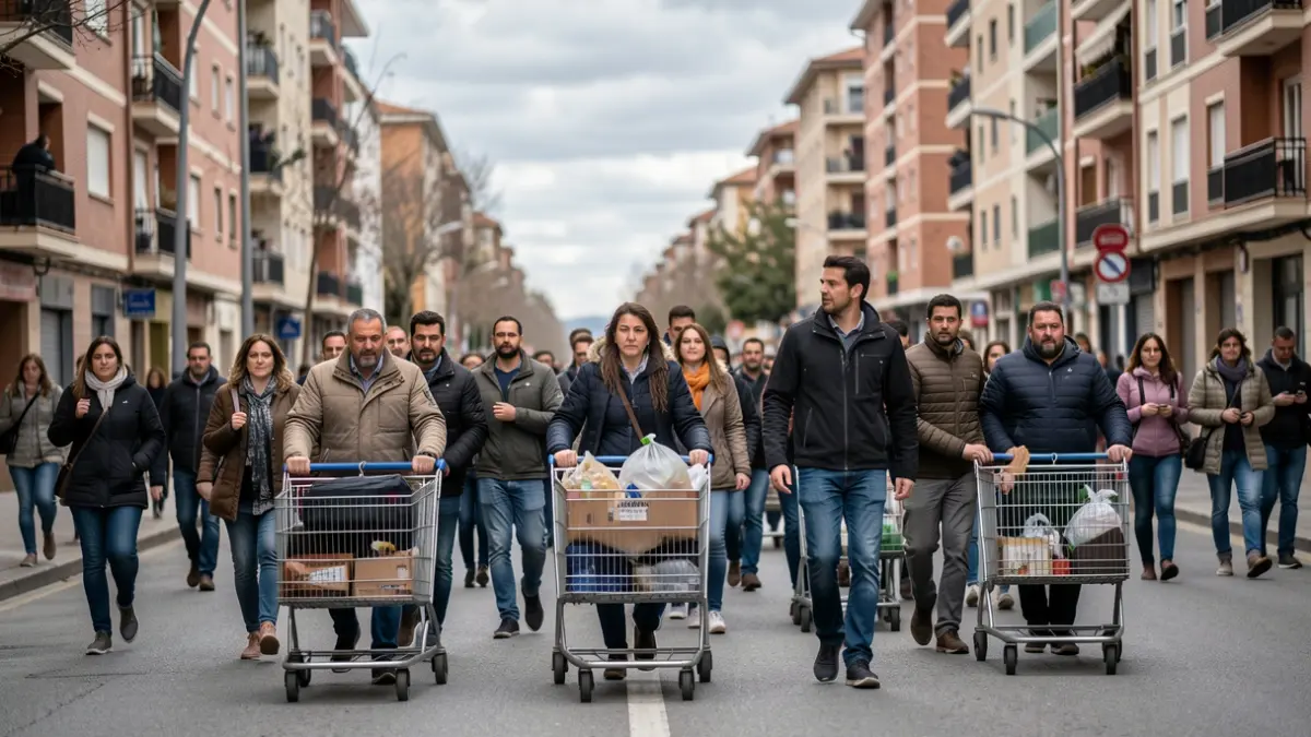 Imagen genérica de repartidores con carros de paquetes en Fuenlabrada.