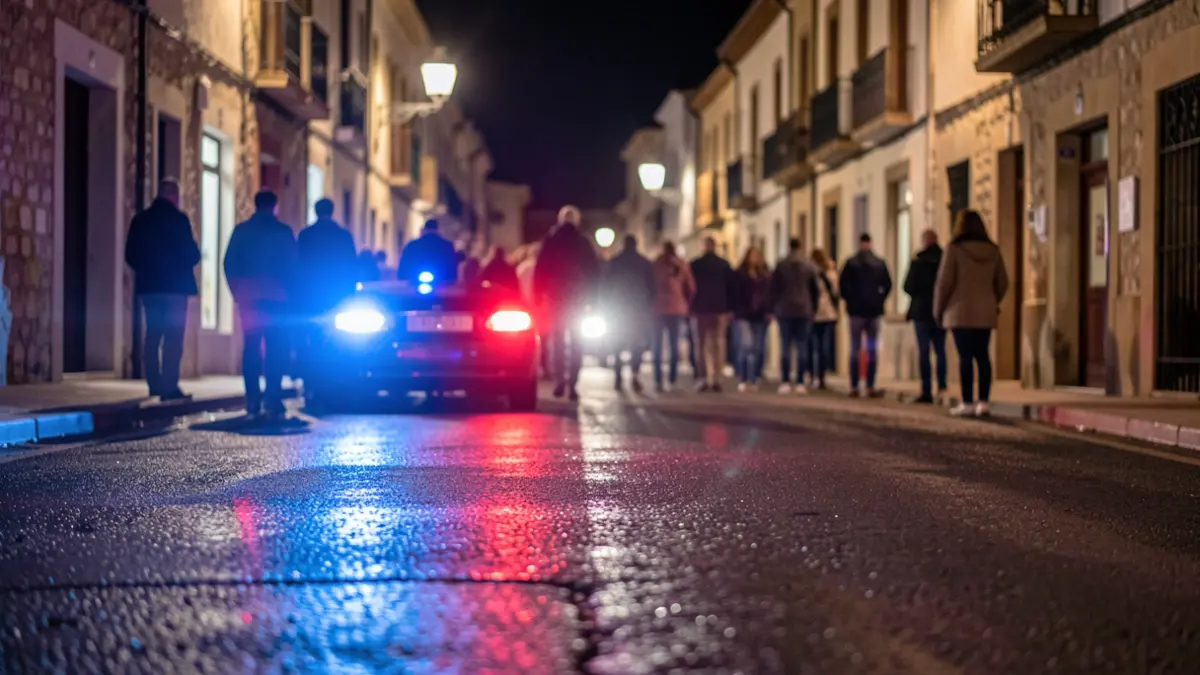 Generic image of police emergency lights reflecting on wet asphalt at night.
