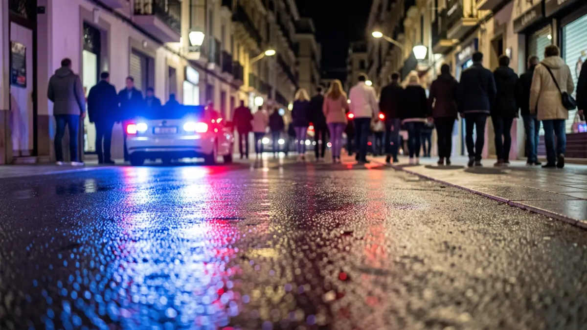 Generic image of police emergency lights reflecting on wet asphalt at night.