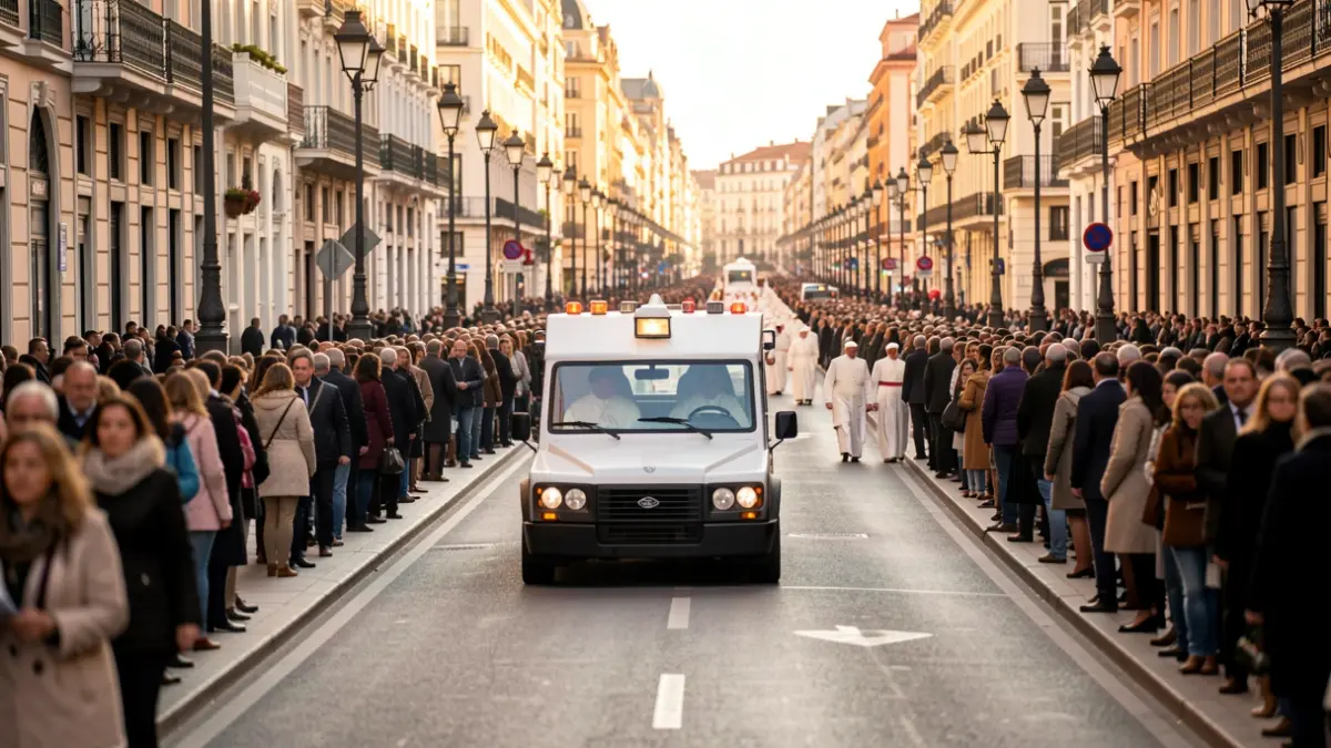Recorrido del papamóvil por las calles de Madrid durante la visita del Papa León XIV.