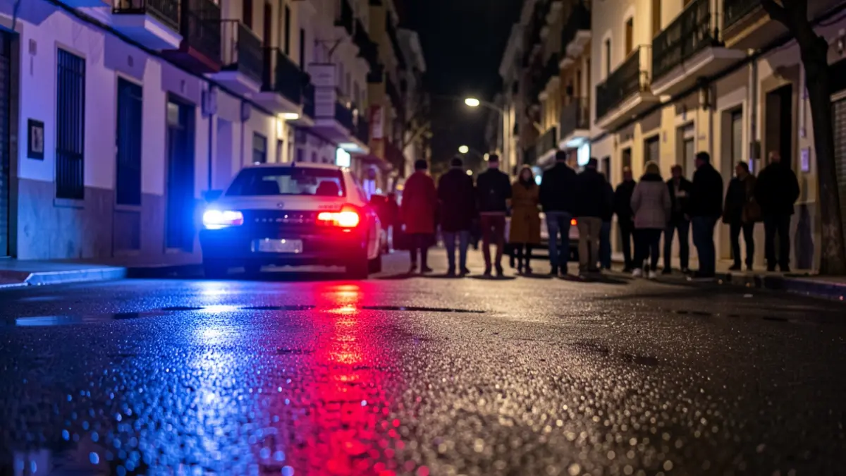 Generic image of police emergency lights reflecting on wet asphalt at night.