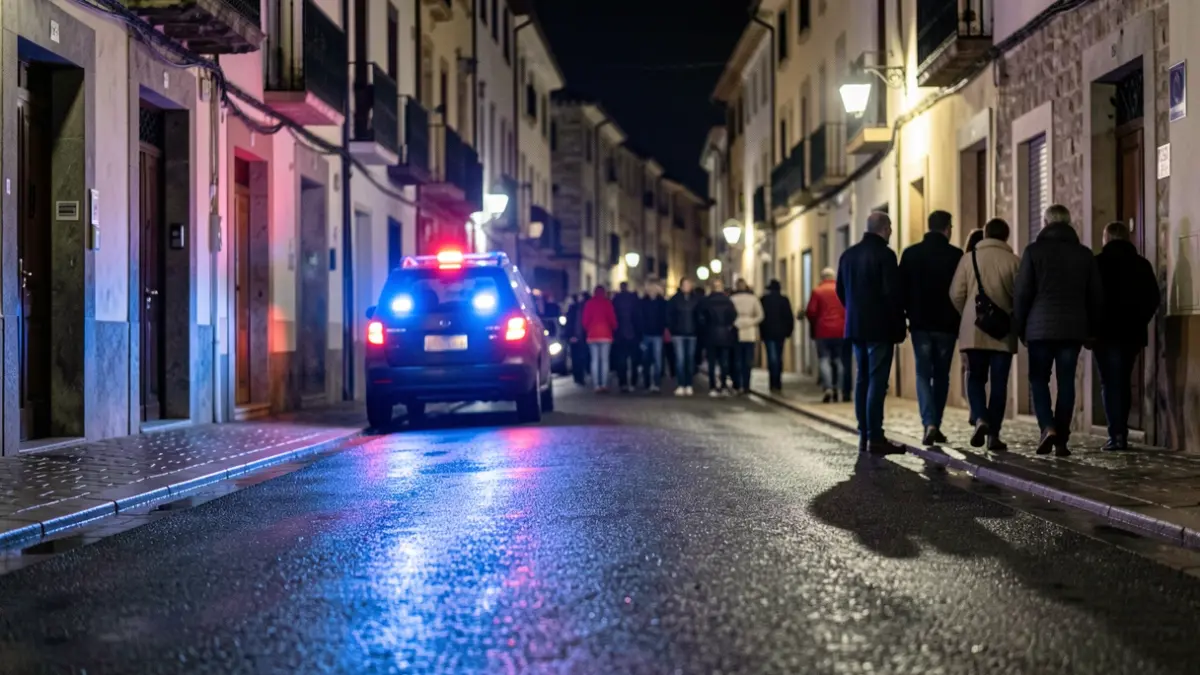Generic image of police emergency lights reflecting on wet asphalt at night.
