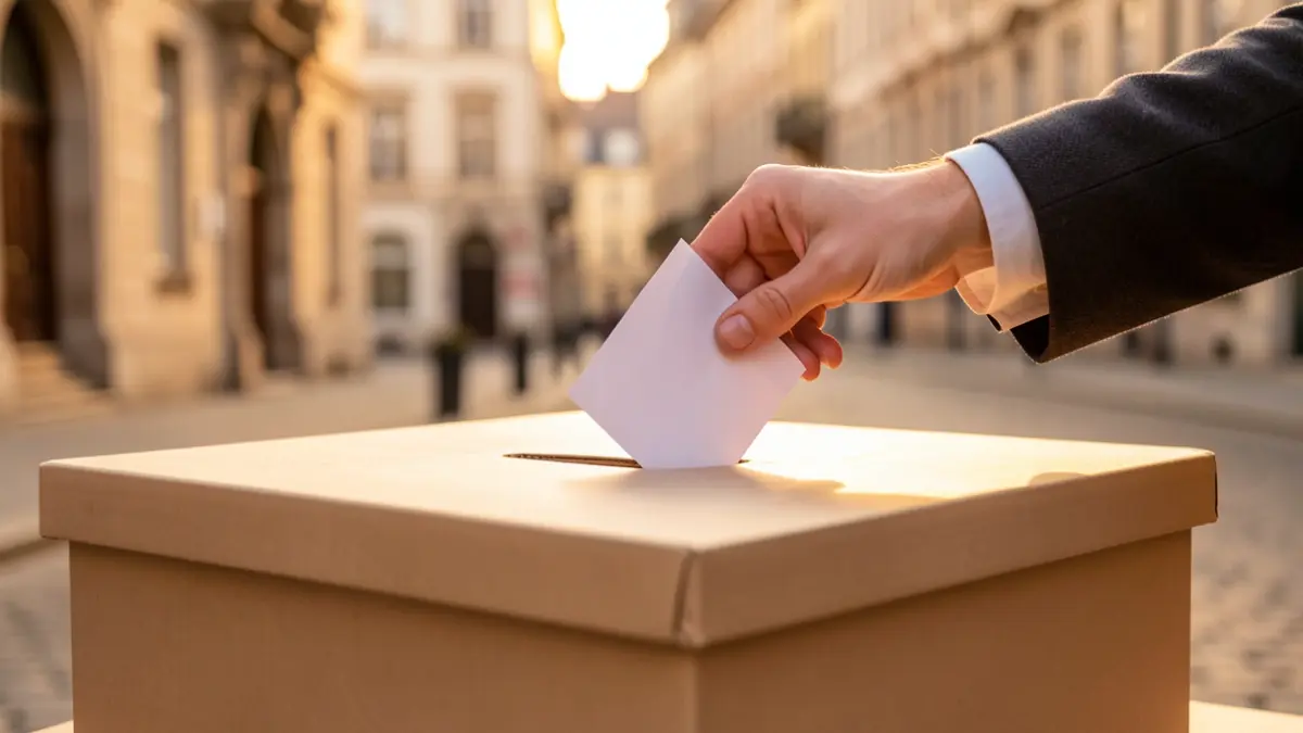 Imagen genérica de una urna electoral con una mano depositando un voto.