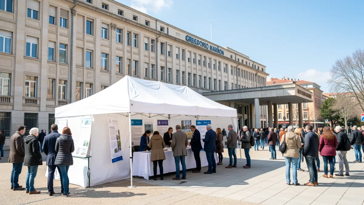 Image of the Gregorio Marañón Hospital during the EcoMarañón event.