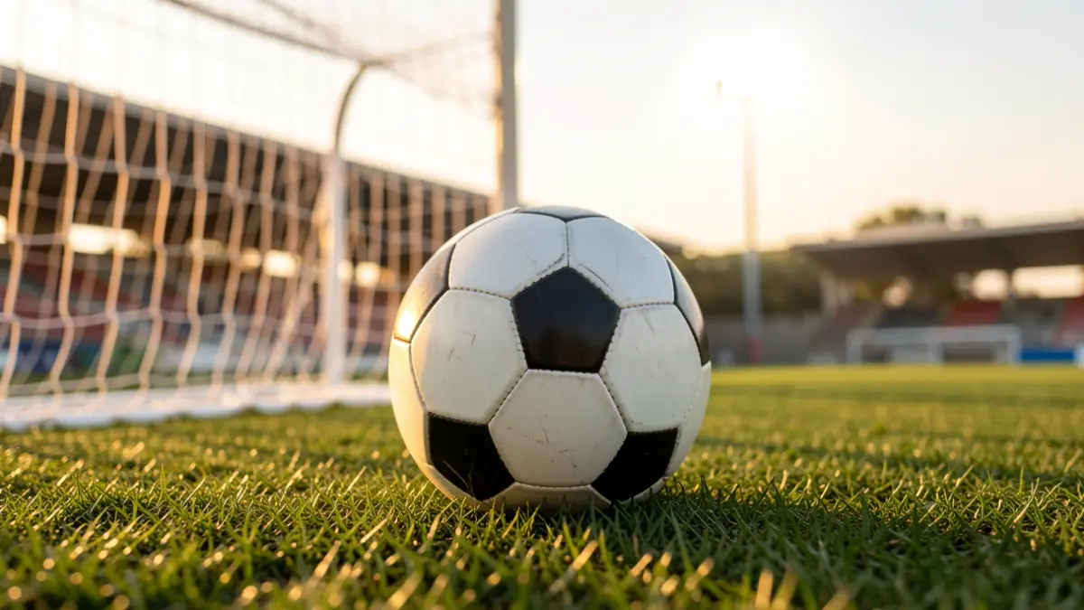 Generic image of a soccer ball on a stadium field.