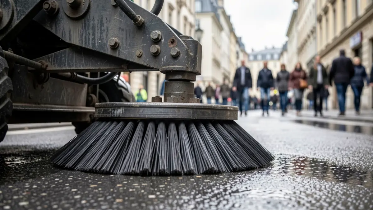 Generic image of a street cleaning machine working on the street.