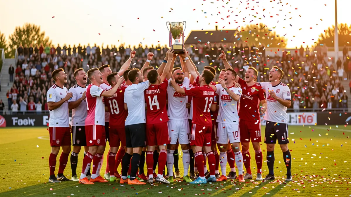 Generic image of a football team celebrating a promotion.