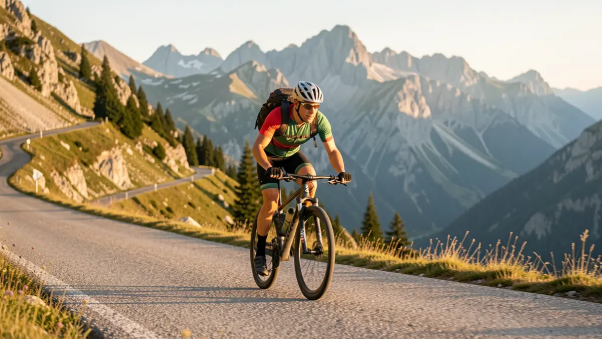Image of a cyclist competing on a demanding mountain route.
