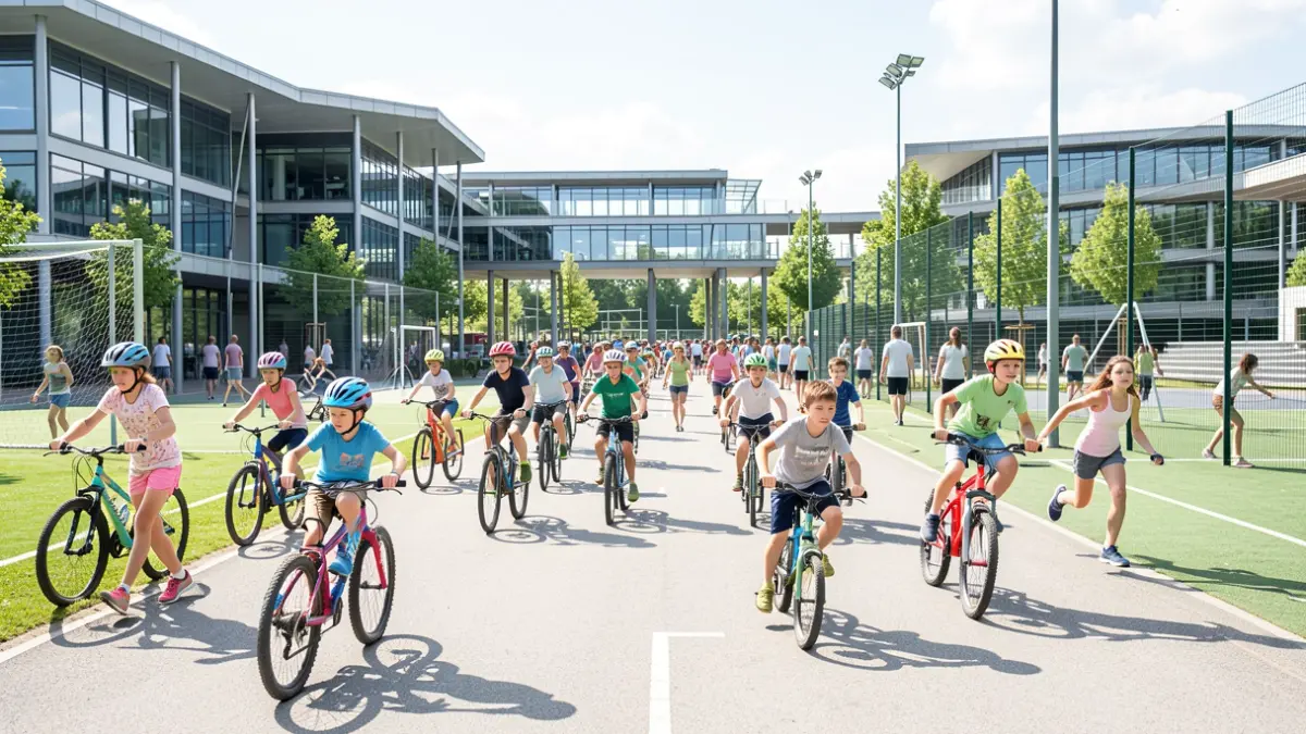 Imagen genérica de niños y jóvenes participando en actividades deportivas de verano en un complejo deportivo.