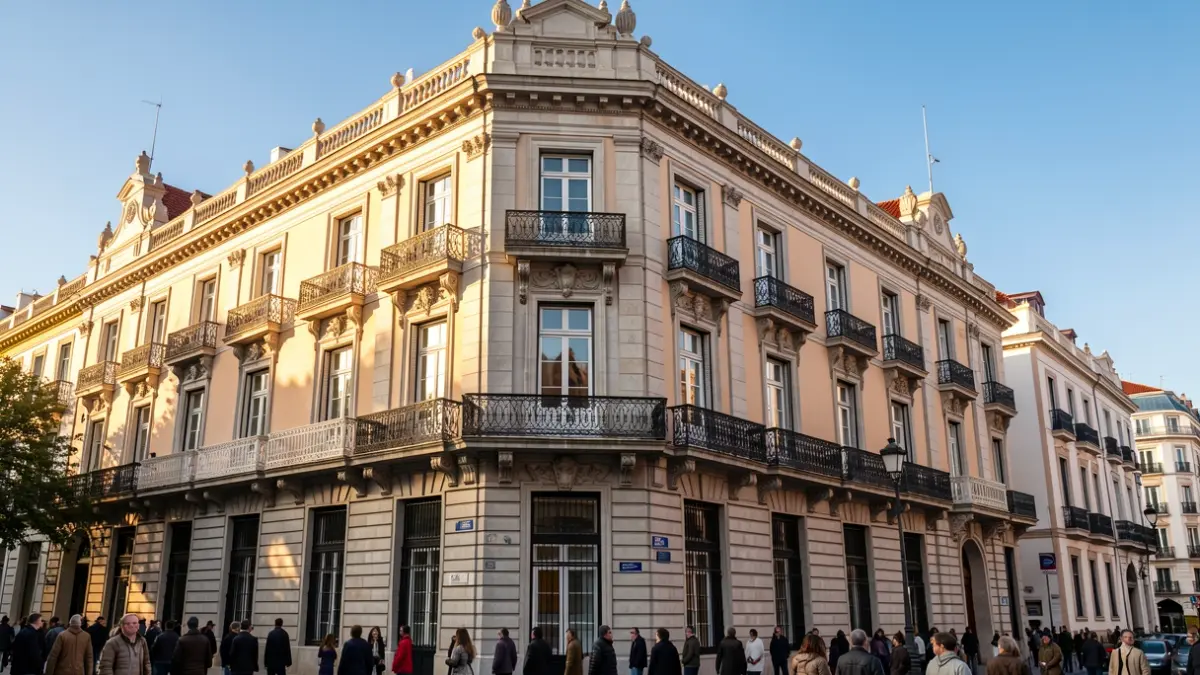 Fachada de un edificio institucional en Madrid.