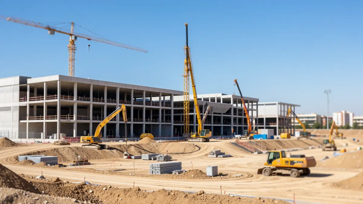 Imagen de las obras del nuevo complejo deportivo Leganés Norte.