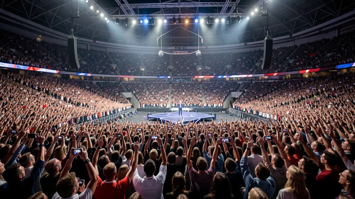Generic image of a stadium full of people celebrating an event.