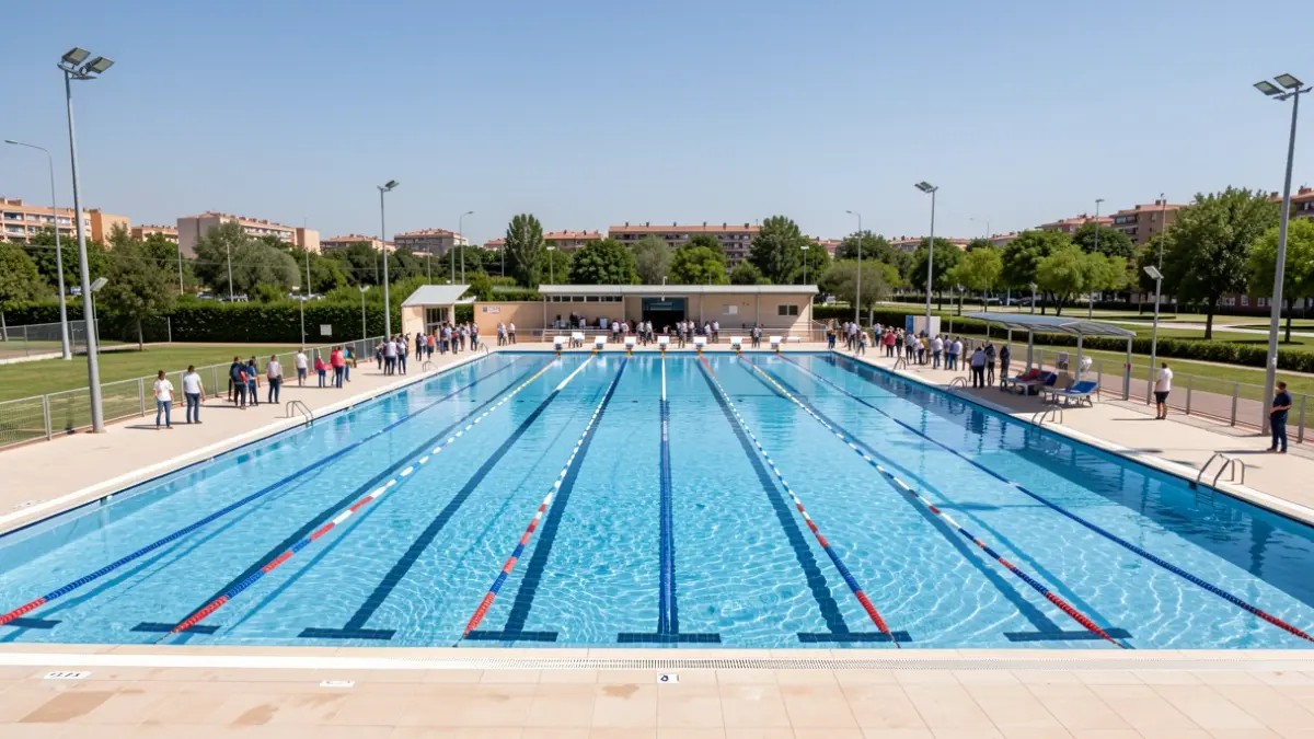 Empty municipal swimming pools in Getafe at the beginning of June.