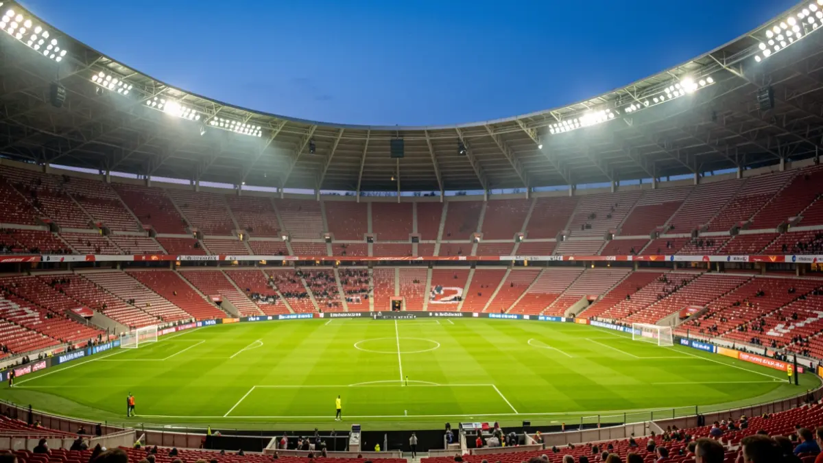 Imagen genérica de un estadio de fútbol en Madrid al atardecer.