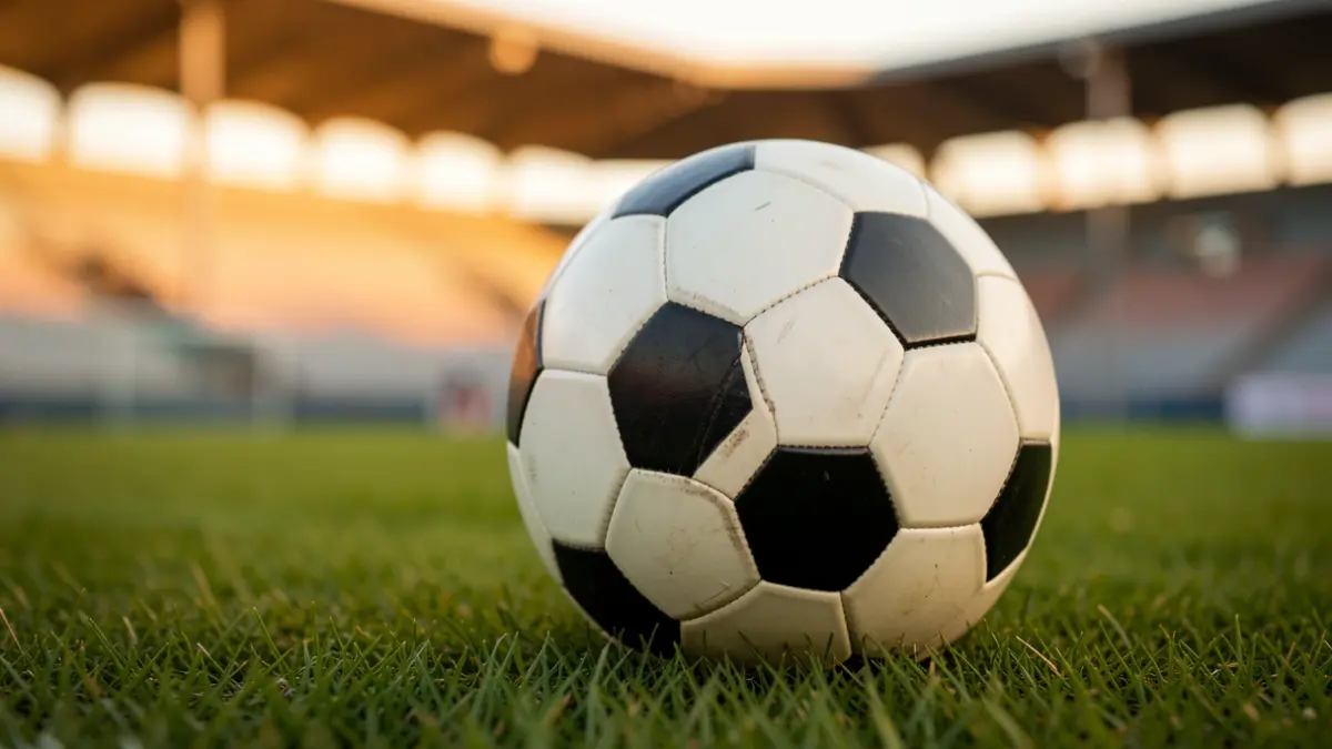 Generic image of a soccer ball on a stadium pitch.