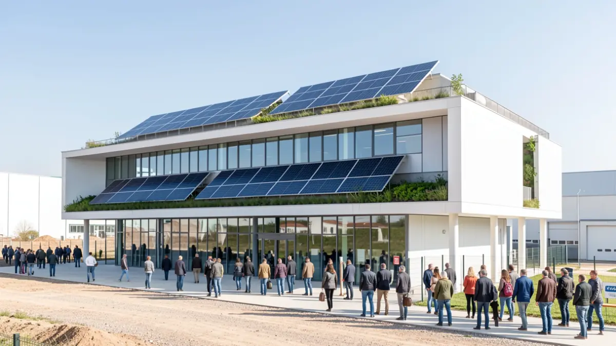 Fachada del Centro de Innovación de Agua y Energía en Pinto.