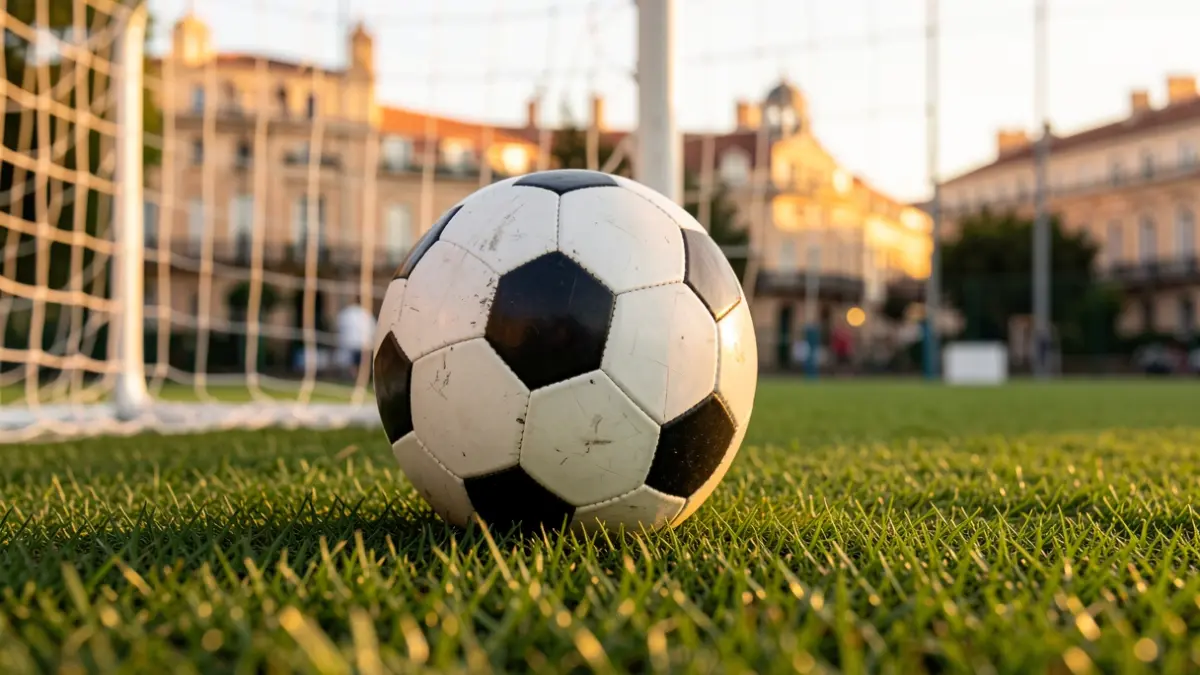 Imagen genérica de un balón de fútbol sobre césped con la red de una portería desenfocada al fondo.