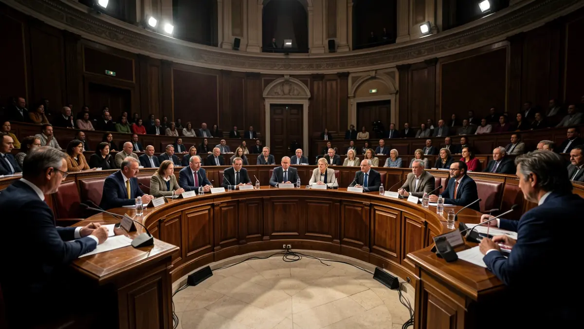 Generic image of the Assembly of Madrid hemicycle during a tense debate.