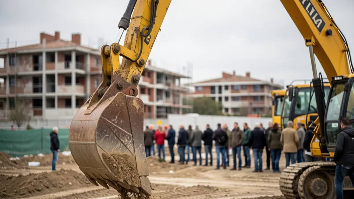 Generic image of a construction site with a crane in Alcalá de Henares.
