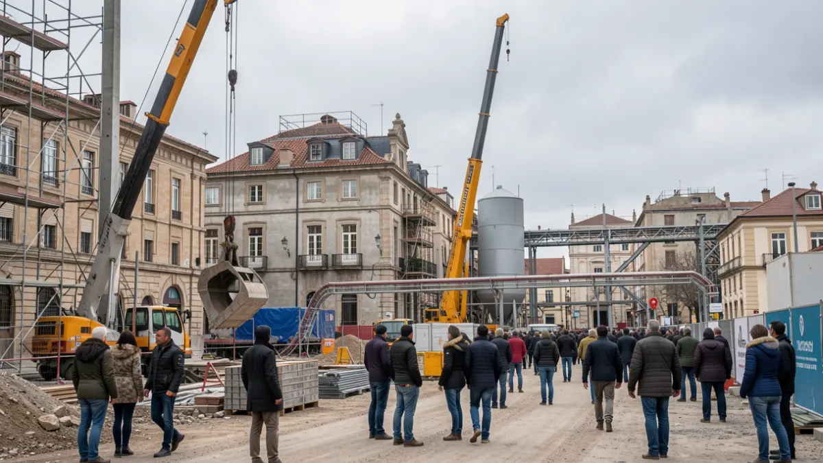 Generic image of a construction site in Alcalá de Henares with heavy machinery.