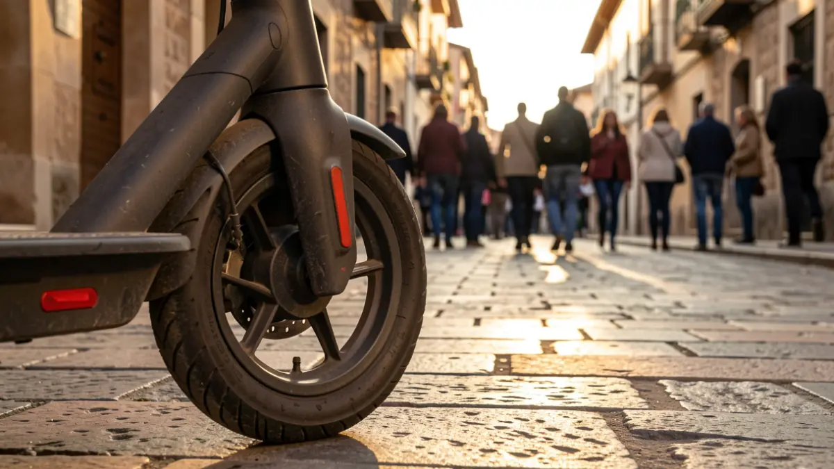Imagen genérica de un patinete eléctrico aparcado en una calle.