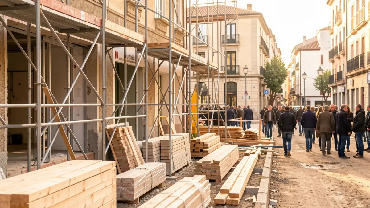 Imagen genérica de una obra de construcción con materiales y andamios.
