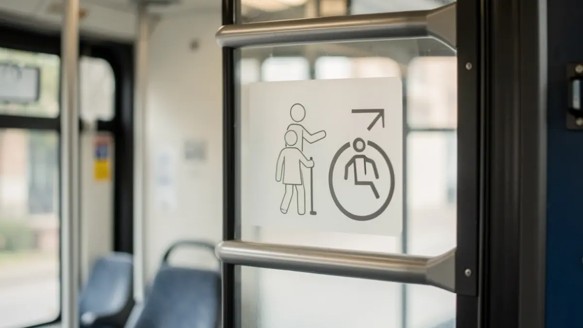 Informative pictograms inside an urban bus for people with ASD.
