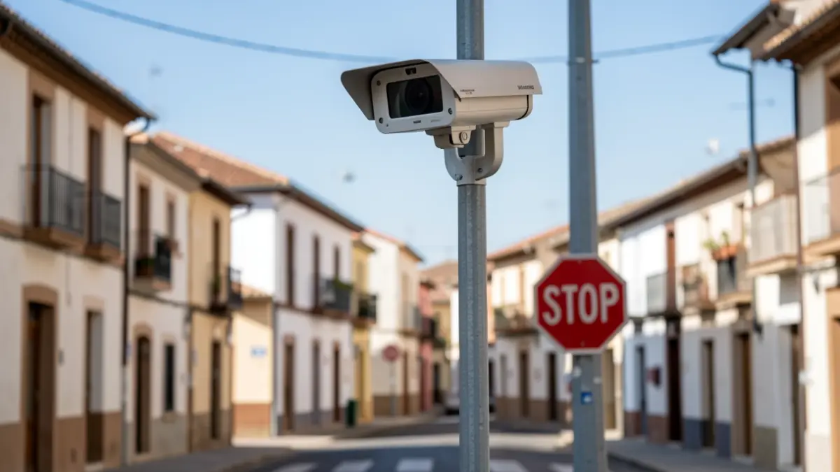 Traffic control camera on a street in Galapagar.
